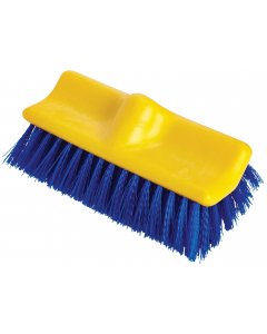 Rubbermaid FG633700BLUE Bi-Level Floor Scrub Brush Head Only with Blue Polypropylene Bristles and Yellow Plastic Block 10"