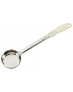 Winco FPS-3 One-Piece Stainless Steel Solid Round Food Portioner with Ivory Plastic Handle 3 oz.