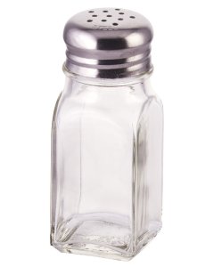 Winco G-109 Square Glass Salt & Pepper Shaker with Stainless Steel Mushroom Top 2 oz. - Clear - 12/Case
