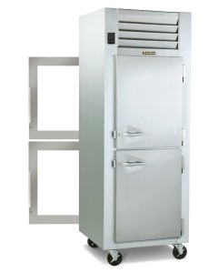 Traulsen G17003P 1-Section Right Hinged 2 Glass Half Door Front / Left Hinged 2 Solid Half Door Rear Pass-Thru Refrigerator 30" - 25.03 cu. ft. - 115v
