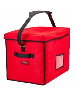 Cambro GBD211517521 GoBag Nylon Insulated Stadium Food Delivery Bag with Velcro Lid, Sewn-In Straps and Ticket Pouch 21" x 15" x 17" - Red
