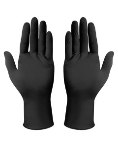 Winco GLN-LB Disposable 3 Mil Guage Powder-Free Black Nitrile Gloves - Large - 100/Box