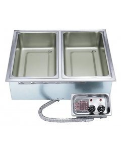 APW Wyott HFW-2S Top-Mount 2-Well Insulated Drop-In Hot Food Well with Infinite Controls and without Drain 29-1/2"W x 23-5/8"D x 9-3/4"H - Holds (2) 12" x 20" Pans - 208/240V
