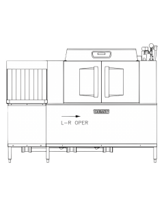 Hobart CLCS86EN-BAS+BUILDUP 2-Tank High Temp Conveyor Dishwasher with Corner Scrapper - 342 racks/hr - 208v/3, 15 kW