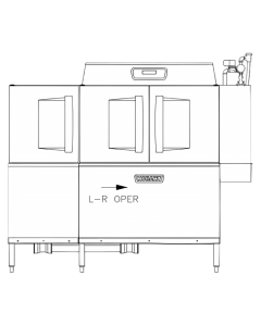 Hobart CLPS76EN-BAS+BUILDUP 1-Tank High Temp Conveyor Dishwasher with Power Scrapper - 245 racks/hr - 208v/3, 15 kW