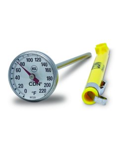 CDN IRT220 Waterproof Dial Probe / Pocket Thermometer with 5" Stem - 0 to 220 Degrees F