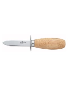 Winco KCL-1 Stainless Steel Oyster / Clam Knife with 2-3/4" Blade and Wooden Handle - 72/Case
