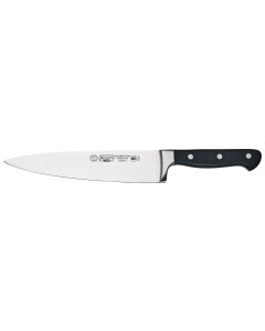 Winco KFP-80 Acero Carbon Stainless Steel Forged Chef's Knife with 8" Blade and Black POM Handle