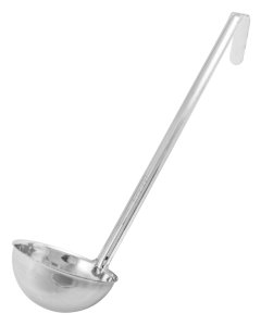Winco LDI-8 One-Piece Stainless Steel Ladle with Hooked Handle 8 oz. - 120/Case