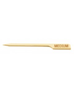 TableCraft MEDIUM "Medium" 3-1/2" Bamboo Temperature Meat Marker Pick - 100/Pack