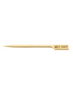 TableCraft MEDRARE "Med Rare" 3-1/2" Bamboo Temperature Meat Marker Pick - 100/Pack