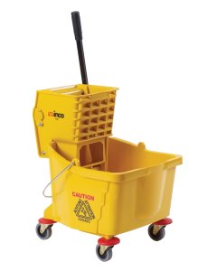 Winco MPB-36 Plastic Mop Bucket with Side-Press Wringer 36 qt. - Yellow
