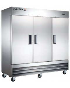 Culitek MRRF-3D SS-Series 3-Section 3 Solid Swing Door Reach-In Refrigerator 81" - 72 cu. ft. - 115v