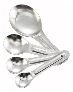 Winco MSP-4P Economy 4-Piece Stainless Steel Measuring Spoon Set - Includes: 1/4 Tsp, 1/2 Tsp, 1 Tsp, 1 Tbsp