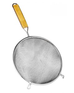 Thunder Group SLSTN5208 Stainless Steel Double Fine Mesh Strainer with Wood Handle 8" Dia.