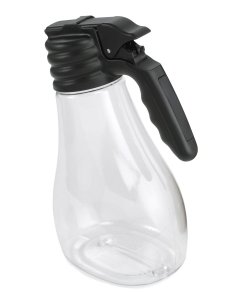 TableCraft N48 Option Polycarbonate Salad Dressing Dispenser with Black Plastic Top and (1) Blank Tag 48 oz. - Clear