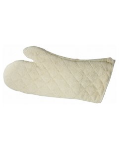 Winco OMT-17 Heat Resistant Terry Cloth Oven Mitt with Silicone Lining 17" - Beige - 72/Case