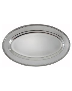 Winco OPL-16 Stainless Steel Oval Serving Platter 16 x 10-1/4" - 40/Case