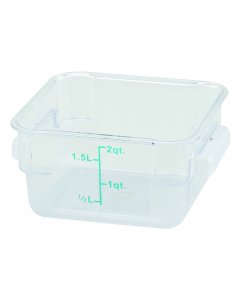 Winco PCSC-2C Polycarbonate Square Food Storage Container with Graduations and Handles 2 qt. - Clear - 60/Case