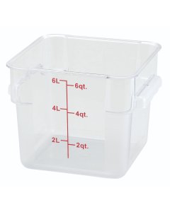 Winco PCSC-6C Polycarbonate Square Food Storage Container with Graduations and Handles 6 qt. - Clear - 24/Case