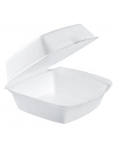 Phillips Distribution PD1928 Dart Solo 60HT1 White XPS Insulated White Foam Hinged Lid Food Container 6" x 6" x 3"H - 500/Case