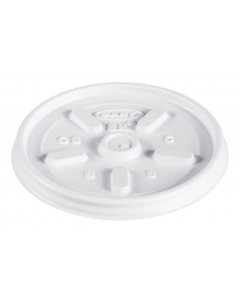 Dart Solo 8JL White Plastic Vented Flat Lid for 8 oz. Foam Cups & Containers - 1000/Case