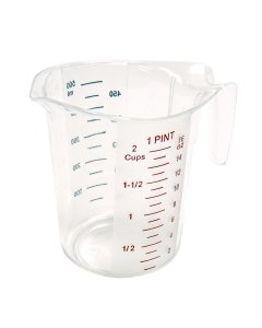 Winco PMCP-50 Polycarbonate Measuring Cup with Color Graduations 1 pint - Clear - 72/Case