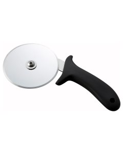 Winco PPC-4 Stainless Steel Pizza Cutter with 4" dia. Blade and Black Plastic Handle - 12/Case