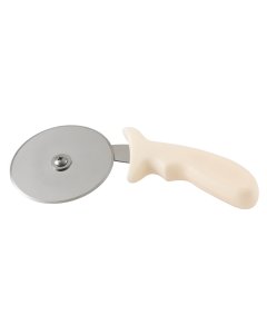Winco PPC-4W Stainless Steel Pizza Cutter with 4" dia. Blade and White Plastic Handle - 72/Case