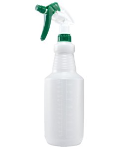 Winco PSR-9 Color-Coded Plastic Spray Bottle with Green Trigger Nozzle and Collar 28 oz. - White - 50/Case