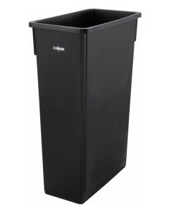 Winco PTC-23K Plastic Rectangular Slender Trash Can / Waste Container 23 gal. - Black