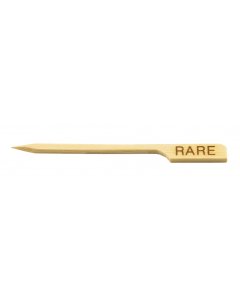 TableCraft RARE "Rare" 3-1/2" Bamboo Temperature Meat Marker Pick - 100/Pack