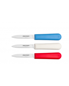 Dexter Russell S104-3RWC SANI-SAFE® 3 1/4" Paring Knife w/ (3) Assorted Color Handle, High-Carbon Steel - 8ea/Case