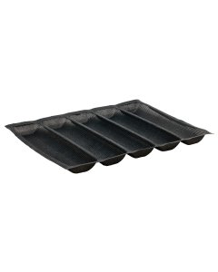Winco SBF-5K Silicone Non-Stick 5-Roll Bread Form Pan 18" x 13" - Black