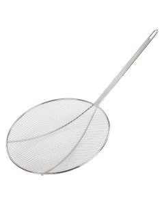 Winco SC-12R Nickel-Plated Wire Square Mesh Round Skimmer with 12" Dia. Blade and 13"L Loop Handle - 24/Case