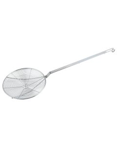 Winco SCF-9 Nickel-Plated Spiral Wire Round Skimmer 9" Dia. Blade and 14"L Loop Handle - 12/Case