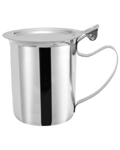 Winco SCT-10F Stainless Steel Server/Creamer with Stackable Hinged Cover and Handle 10 oz.