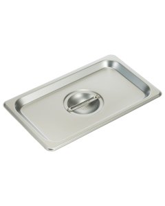 Winco SPSCQ Standard-Weight 25 ga. Stainless Steel Flat Solid Steam Pan Cover - 1/4 Size - 72/Case