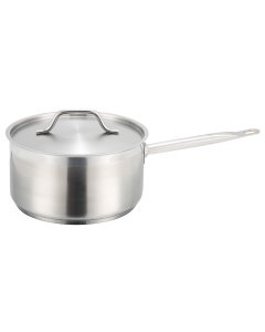 Winco SSSP-4 Premium Stainless Steel Induction Sauce Pan with Cover 4-1/2 qt.