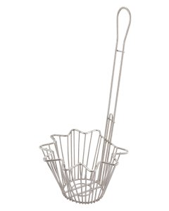 Winco TB-20 Nickel-Plated Star Shape Taco Salad Bowl Fry Basket with 18"L Handle 8-3/10" dia.