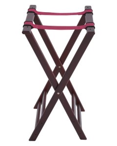 Winco TR-34W Rubberwood Folding Tray Stand 32"H - Mahogany