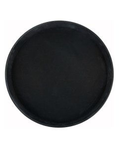 Winco TRH-16K Plastic Easy-Hold Rubber-Lined Serving Tray 16" dia. - Black