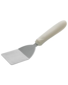 Winco TWP-30 Stainless Steel Solid Offset Mini Turner with 2" x 2-1/4" Blade and White Polypropylene Ergo Handle