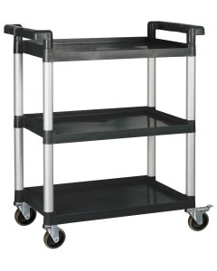 Winco UC-2415K 3 Shelf Utility Cart with Brakes 32"L x 16-1/8"W x 36-3/4"H - Black - 330 lb. Capacity - Unassembled