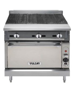 Vulcan VCBB36C V Series Heavy Duty Radiant Natural Gas Charbroiler w/ 6 Burners & Convection Oven Base 36" - 131,000 BTU