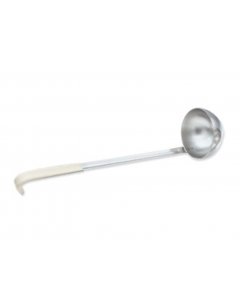 Vollrath 58333 Stainless Steel Ladle with Ivory Kool Touch Hooked Handle  12-5/8" Grooved Hooked Handle 3 oz.