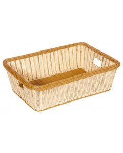GET WB-1517-TT Designer Polyweave Bread & Bun Rectangular Basket 23" x 17" x 7"H - Two-Tone - 6/Case