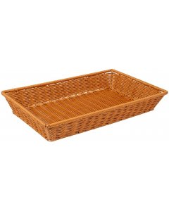 GET WB-1552-HY Designer Polyweave Bread & Bun Rectangular Basket 21" x 12-3/4" x 2-3/4"H - Honey - 12/Case