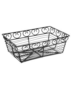 Winco WBKG-9 Rectangular Aluminum Wire Bread/Fruit Serving Basket 9" x 5-7/8" x 3"H - Black - 12/Case