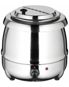 Winco ESW-70 Black Diamond Stainless Steel Countertop Electric Kettle Soup Warmer 10 Qt. - 120v